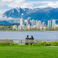 Sea walk at the Kitsilano Beach Park at Downtown of Vancouver, Canada.