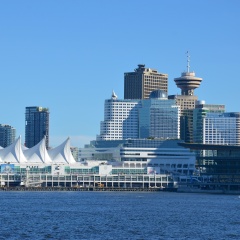 VANCOUVER, CA - JULY 27: Canada Place Harbor on July 27, 2014 in Vancouver, Canada. Famous Vancouver main cruise ship terminal, it was built in 1927.