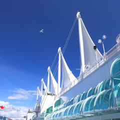 VANCOUVER, CANADA - AUGUST 16: Canada Place, home of the Vancouver Trade and Convention Center, August 16, 2011. This venue was the exhibition center for the 2010 Winter Olympics