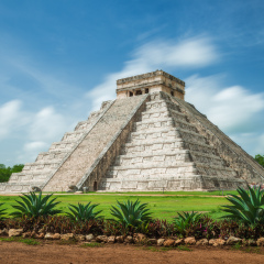 The ancient Pyramid of Kukulcan, or El Castillo, in Chichen Itza, Mexico.