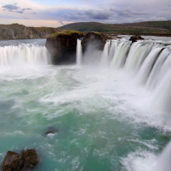 Godafoss (Waterfall of the Gods) in the Myvatn district, Iceland.