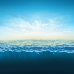 cross section water, ocean slice, water column. 3d illustration