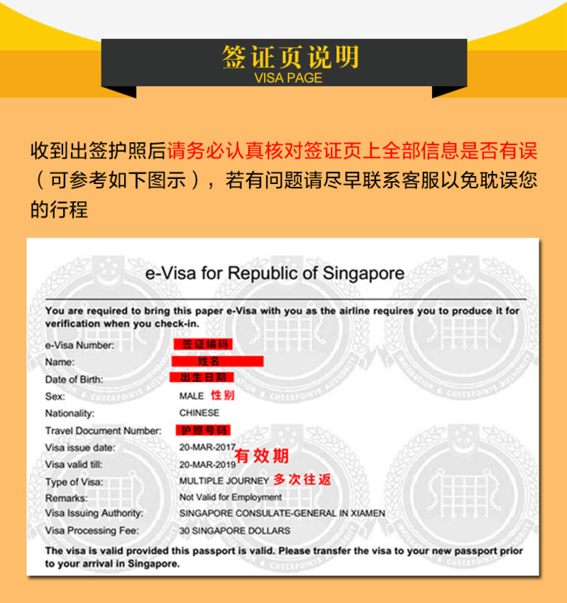 新加坡旅游电子签证 全国办理不限领区 35天-2