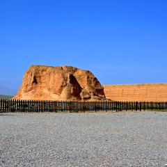 JIAYUGUAN, CHINA - JULY 29:  First Pier on July 29, 2013 in Jiayuguan, China. First Pier is the west end of Ming Dynasty Great Wall and located on the cliff. 