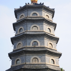 The Pharmacists Tower at Zhanshan Temple in the city of Qingdao China in Shandong Province.
