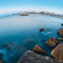 South of italy Seaside panoramic view with a fisheye lens