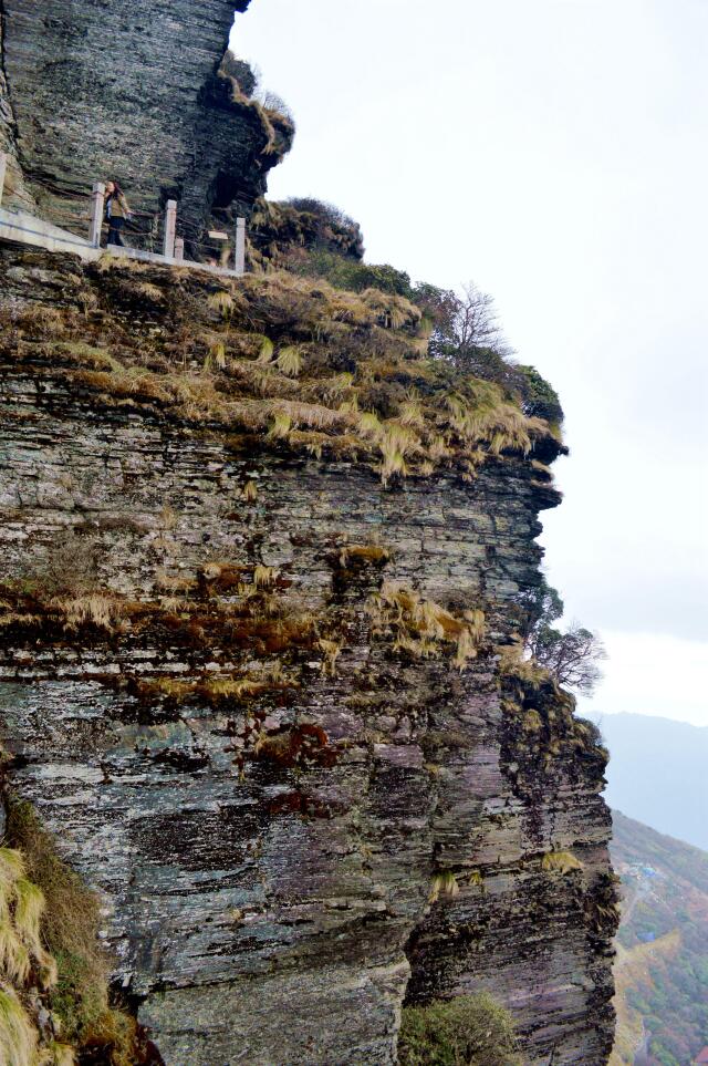 从梵净山万宝岩拾级而上,约两百米处,有一墩 百多米高,拔地而起,巍巍