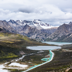 Cuoniba lakes (know as "sister lakes" or "eyeglasses lakes")in the valley of  snow mountain Xiashe Peak, Batang, Garze, Sichuan,China
