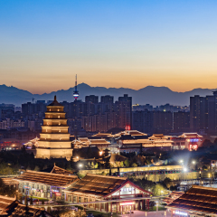 中国西安城市建筑发展景观大雁塔