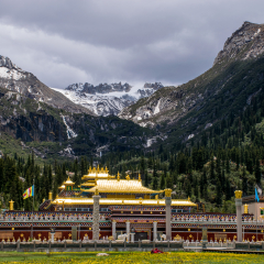 Famous Dzogchen Buddhist Monastery in Kham. Dege County, Garze Tibetan Autonomous Prefecture. Sichuan, China.