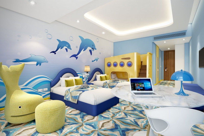 精心打造的国内首个邮轮概念海洋主题度假酒店在客房