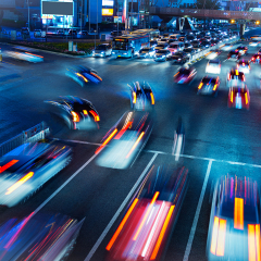 The busy traffic in the city