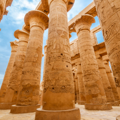Great Hypostyle Hall and clouds at the Temples of Karnak (ancient Thebes). Luxor, Egypt