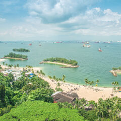 Aerial view of beach in Sentosa island, Singapore