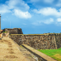 Galle, SRI LANKA- FEB 09: Old Clock Tower At Galle Dutch Fort 17th Centurys Ruined Dutch Castle That Is Unesco Listed As A World Heritage Site on  February 09, 2013 in Galle, Sri Lanka.