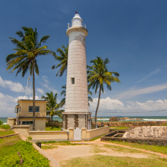 Light house at Galle Dutch Fort 17th centurys ruined dutch castle. That is unesco listed as a world heritage site in Sri Lanka.