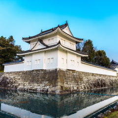 KYOTO, JAPAN - FEBRUARY 11, 2018 :  Fortress of Nijo castle, Kyoto Japan with Blue sky