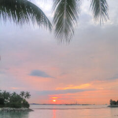 Atardecer en la playa de la Isla de Sentosa (Singapur)