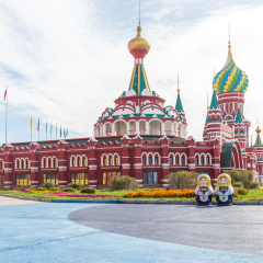 building of russia style under blue sky in manchuria, inner mongolia,china