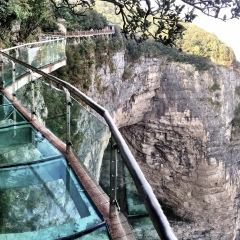 Glass foorbridge on Tianzi Mountain, China