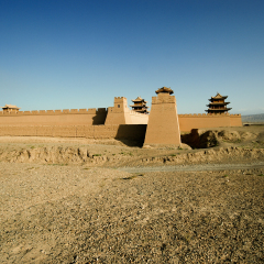 Great Wall of China, Jiayuguan Pass. The west starting point of the whole Great Wall of China, on the Silk Route. Built during the Ming Dynasty (1368-1644)