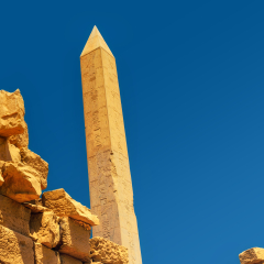 Ancient Obelisk with hieroglyphs at Karnak Temple, Egypt, Luxor