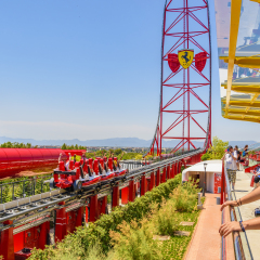 CATALONIA SPAIN - JUNE 2017: Europe’s newest theme park Ferrari Land, just an hour and a half down the sunny beach-lined coast from Barcelona. Part of PortAventura, Spain’s most popular amusement park
