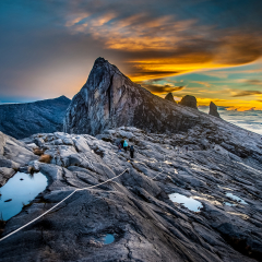 Mount Kinabalu, near Low's Peak, about 3900m. This is sunrise.