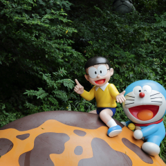 KAWASAKI, JAPAN - August 24, 2018 : doraemon and Nobita sculpture in Fujiko F. Fujio museum
