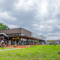 Kawasaki, Japan - September 16, 2017: Fujiko F Fujio Museum, Cafe at outdoor rooftop playground zone