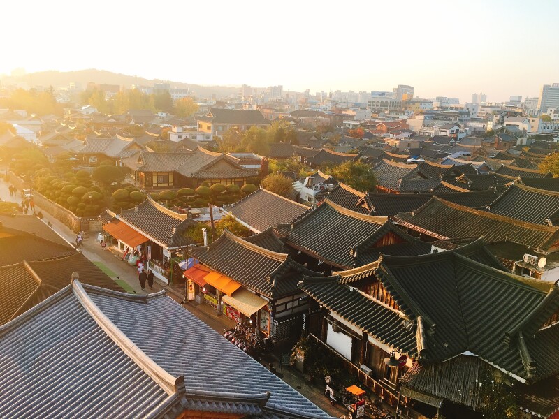 秋日韩国全州韩屋村 群山铁道小村小记