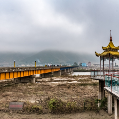 Tumen River in Tumen City, Jilin Province Bund architecture