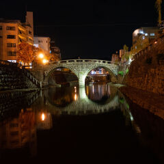 Spectacles Bridge (Meganebashi or Megane Bridge) in Nagasaki city in Japan