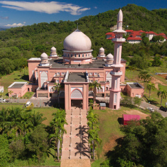 KOTA KINABALU,SABAH,MALAYSIA-May 31,2017: An aerial view of University Malaysia Sabah mosque, the most of beautiful mosque for student and public fasilities