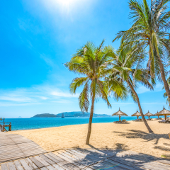 Southeast Asia, Vietnam, Nha Trang tropical coastal resort scenery