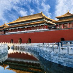 The ancient royal palaces of the Forbidden City in Beijing, China