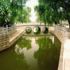 Bridge across a canal, Qufu, Shandong Province, China