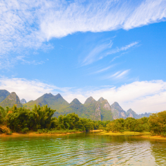 Lijiang river scenery. Guilin lijiang scenic area is the world's largest and most beautiful scenery of karst landscape recreational area. It is located in the Guilin, Guangxi, China. 
