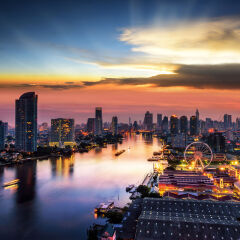Bangkok cityscape. Bangkok sunrise in the business district. at twilight