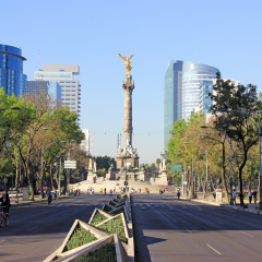 MEXICO CITY - FEBRUARY  3, 2013:The Angel of Independence, officially known as a victory column located on a roundabout over Paseo de la Reforma on february 3, 2013 in Mexico City, Mexico. 