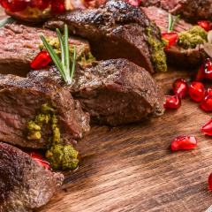 Meat steak with green pesto