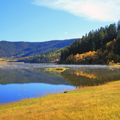 Shudu lake in Autumn. Pudacuo National Park in Yunnan Province, China.