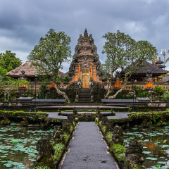 Pura Taman Kemuda Saraswati Temple in Ubud, Bali island, Indonesia