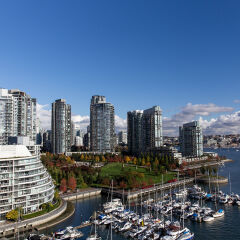 Vancouver's Yaletown in autumn from a bridge