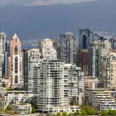 Many new condo towers in downtown Vancouver