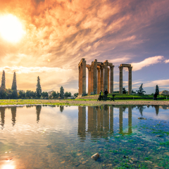 The Temple of Olympian Zeus (Greek: Naos tou Olimpiou Dios), also known as the Olympieion, Athens, Greece.