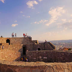 Ankara/Turkey - August 09 2018 : Close up view of wall of Ankara Castle