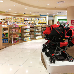 Georgetown penang Malaysia. July 23, 2018. Baby's department selling baby daily use products, strollers and clothes in the Parkson Grand store at Gurney Plaza shopping mall. 