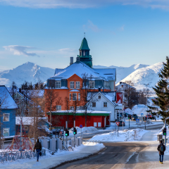 The city of Tromso in winter, North Norway. 