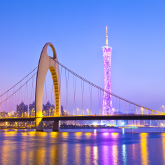 Guangzhou bridge at night in China